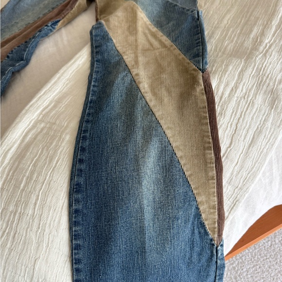 Vintage Patchwork Denim corduroy Jeans - Picture 5 of 9